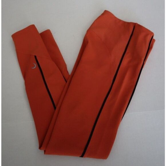 Zyia Active Women's Sz L (8-10) Orange/Black Ribbed Workout Leggings - Picture 8 of 8